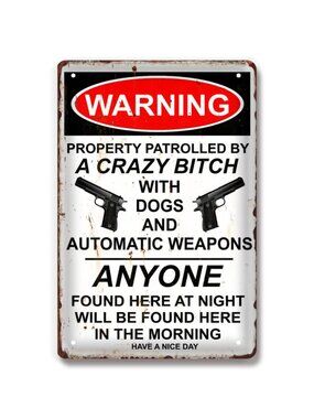 Sassy Property Warning Tin Sign | Dog Mom Home Decor 🐶🔫